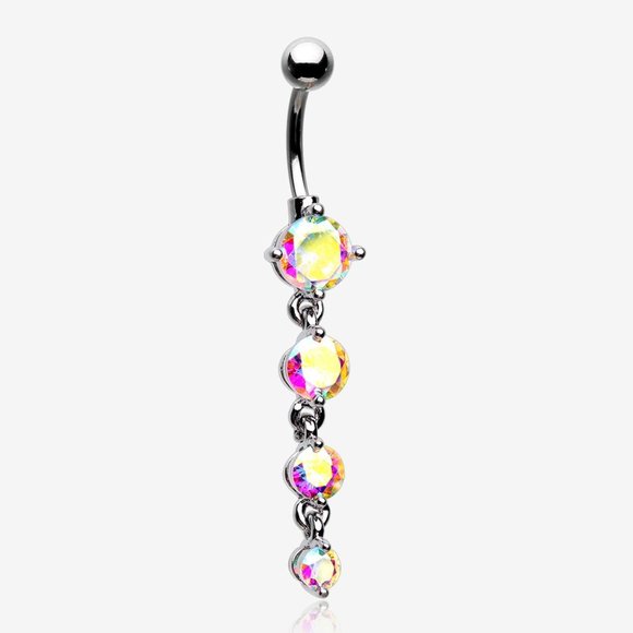Radiant Sparkle Cascade Chandelier Belly Button Ring - Picture 1 of 3
